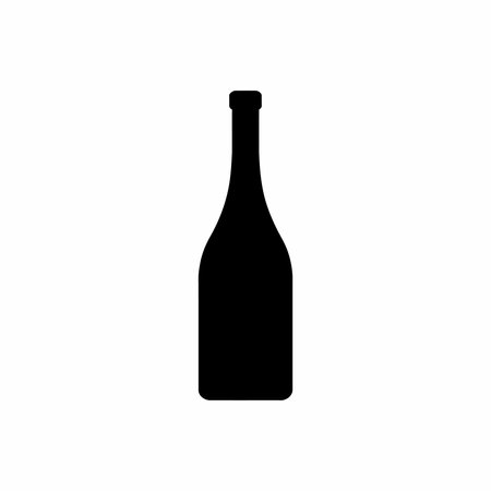 Black silhouette of a wine or champagne bottle isolated on white backgroundのイラスト素材