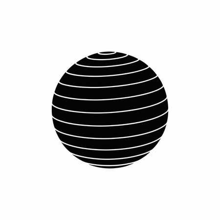 Round wood ball black white icon vector on white backgroundのイラスト素材