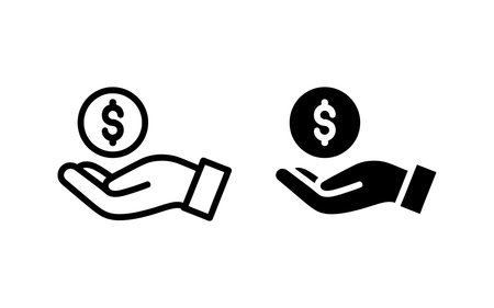 Money in hand icon vector. Money in hand sign. Hand and dollar symbol.のイラスト素材
