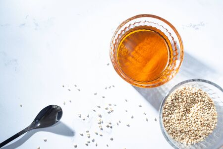 Sesame oil and sesame. Edible and Beauty Oil.の写真素材