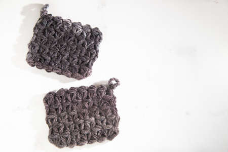 Handmade riff-knit and keynet scrubbers. Acrylic scourer. Eco-friendly scrubbers.