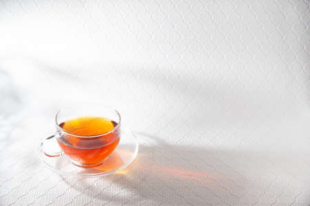 Decaffeinated rooibos tea in a clear glass.の写真素材