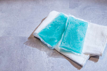 Two coolers/ice packs to keep food and body cool.の写真素材