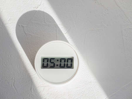 Digital timer 5 minutes. 5:00. Time management.