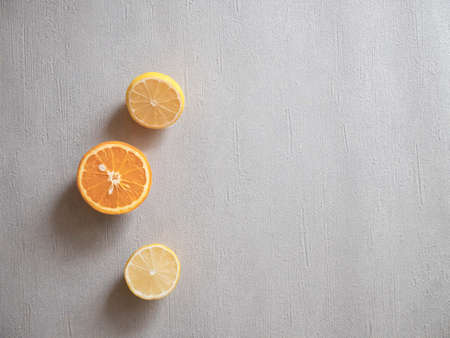 Lemon and citrus fruits and eucalyptus leaves. Relaxing aromas.の写真素材