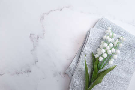 Suzuran, lily of the valley, lily of the valley flower. White Background With Copy Space.