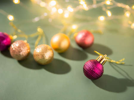 Gold and pink ornament Christmas background for Christmas decorations.の写真素材