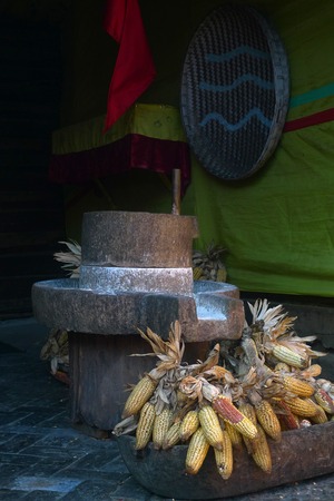 Yunnan Lijiang Dongba Valley-stone & cornの写真素材