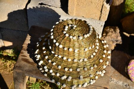 Handmade willow hatの写真素材