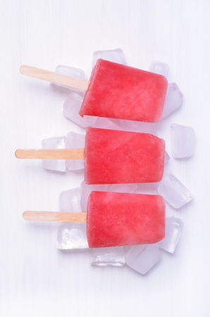 icepop from frozen watermelon, top viewの写真素材