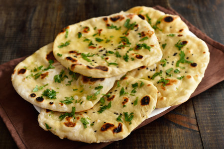 Indian naan bread, close up viewの写真素材