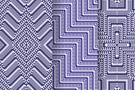 Set of 3 Abstract patterns. Seamless geometric illustration, cloth backgrounds, fabric textile...