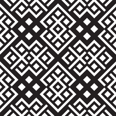 Abstract geometric seamless vector pattern. Black and white line stripes background.のイラスト素材