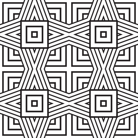 Abstract geometric seamless vector pattern. Black and white line stripes background.のイラスト素材