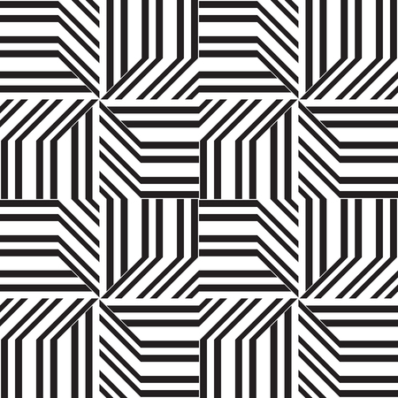 Abstract geometric seamless vector pattern. Black and white line stripes background.のイラスト素材