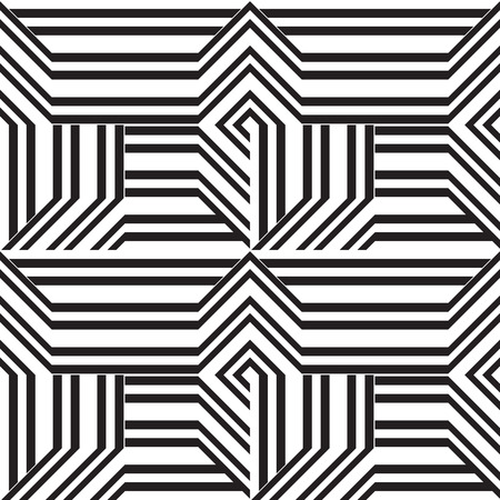Abstract geometric seamless vector pattern. Black and white line stripes background.のイラスト素材