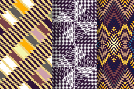 Set of 3 Abstract patterns, fabric textile patternのイラスト素材