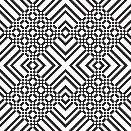 Abstract geometric seamless vector pattern. Black and white line stripes background.のイラスト素材