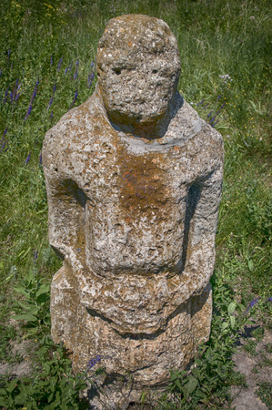 stone statue of a complex of stone tomb (Ukraine, Zaporizhia region)の写真素材