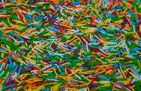 Colorful candy sprinkles heap, selectiv focusの写真素材