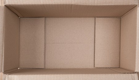 open empty brown cardboard box, top view