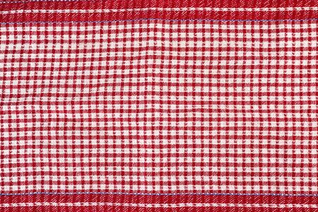 cotton red-white kitchen towel, full frame, cell pattern