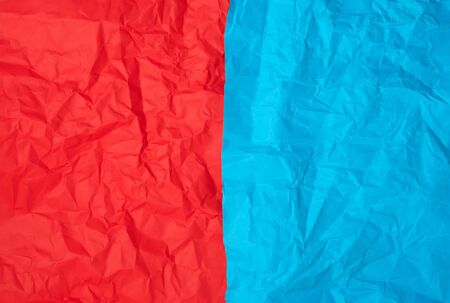 red blue crumpled paper background, full frame, close upの写真素材