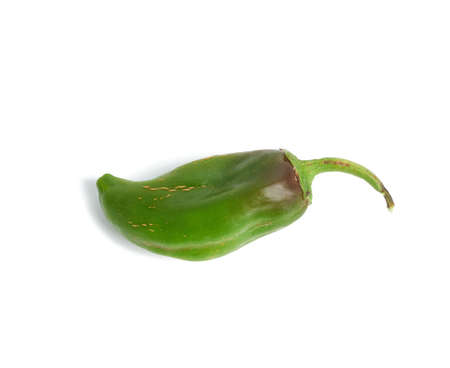 pod of green hot pepper isolated on white background, spicy spice, close upの写真素材