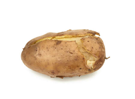 whole unpeeled boiled potato isolated on white background, close upの写真素材