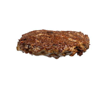 fried meat pork round cutlet isolated on white background, close upの写真素材