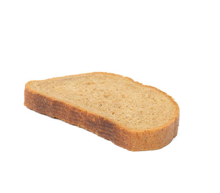 oval slice of rye bread bread isolated on white background, close up