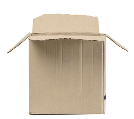 Brown blank corrugated cardboard box isolated on white background