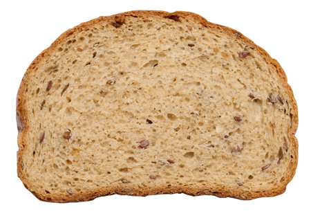 Oval slice of rye flour bread with seeds
