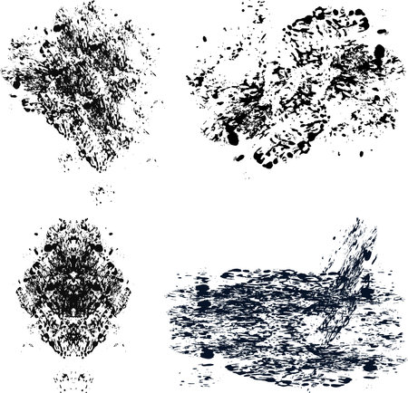 Black paint splashes on a white isolated backgroundのイラスト素材