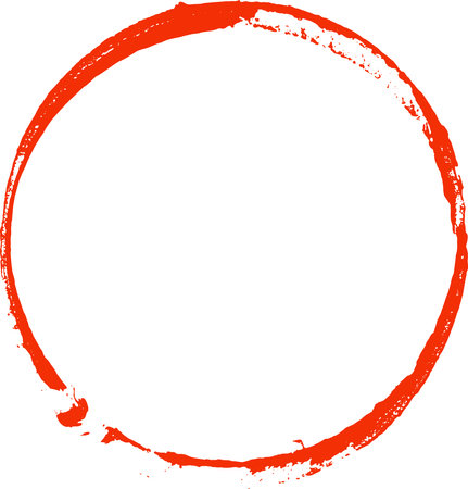 Round red paint imprint on white isolated backgroundのイラスト素材