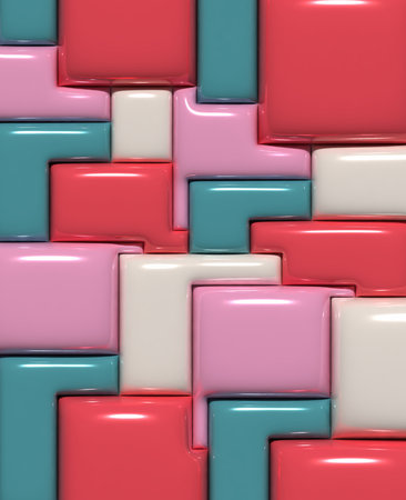 Abstract background with inflated figures, 3D rendering illustration