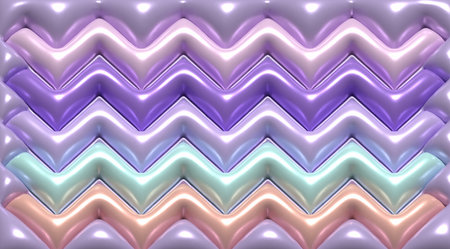 Background with inflated zigzag shapes, 3D rendering illustration