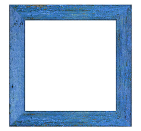 Old blue wooden frame for paintings and photosの写真素材