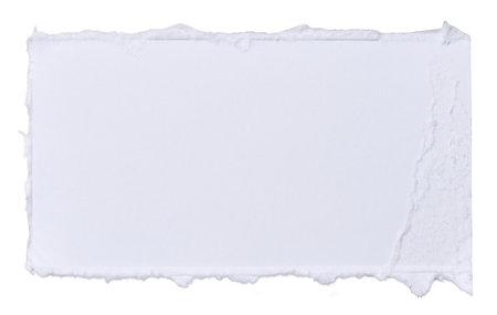 Rectangular piece of white cardboard with torn edges on an isolated backgroundの写真素材