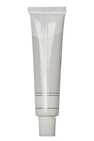 White plastic tube for paint and cosmetics on isolated background