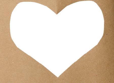 Cut out heart from brown kraft paper, symbol of loveの写真素材