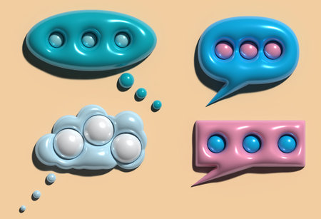 Various dialog shapes on selenium background, 3D rendering illustrationの写真素材