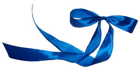 Blue bow for decoration on isolated backgroundの写真素材