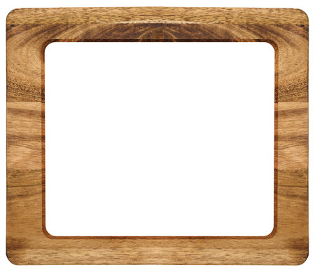 Blank wall hanging square wooden picture and photo frame, isolated backgroundの写真素材