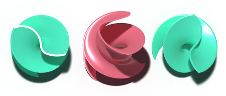 Abstract background with twisted colorful shapes, 3D rendering illustration