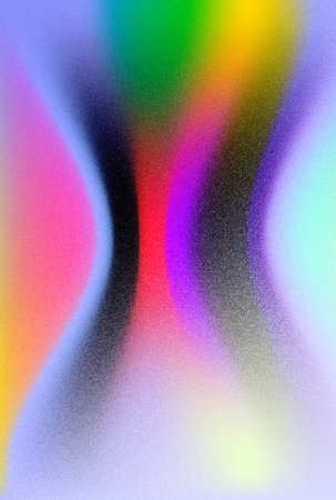 Grainy bright multicolored abstract background with smooth gradient transitions, retro background