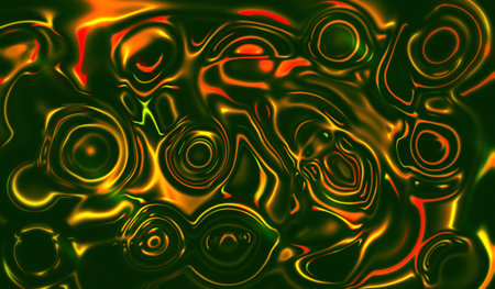 Abstract green background with yellow swirling lines, light noise