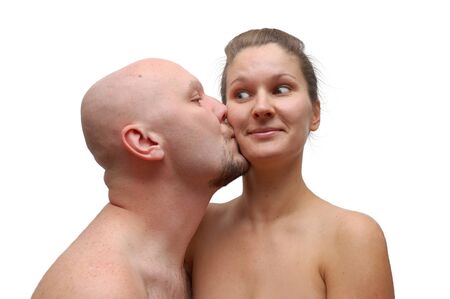 Funny kissing coupleの写真素材