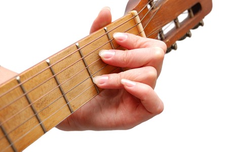 Woman plays spanish guitar