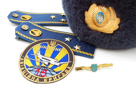 Elements of uniform of Ukrainian military officer (air force)の写真素材